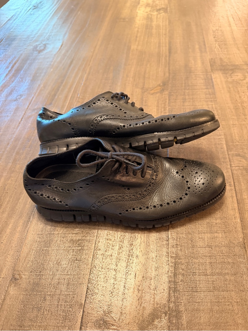 Cole Haan Zero Grand Mens Black Leather Wingtip Oxford Shoes C20719 - Size 11 M